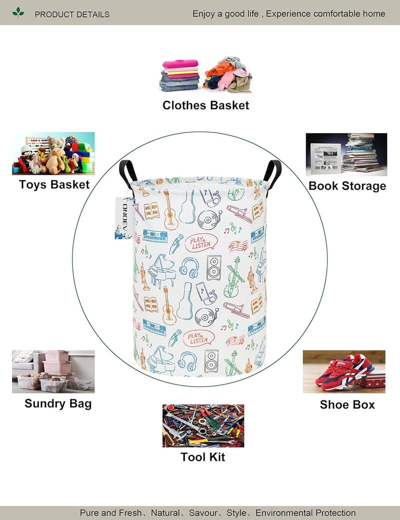 ONOEV Round waterproof laundry basket,gift basket,suitable for children's room and toy storage(musical instrument) - Image 3